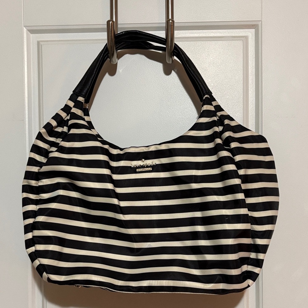 kate spade Black and White Striped Shoulder Bag
